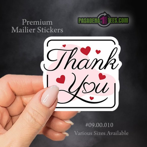 Thank You | Red Hearts & Pink Satin Paper Mailers Stickers Various Sizes - Picture 1 of 2